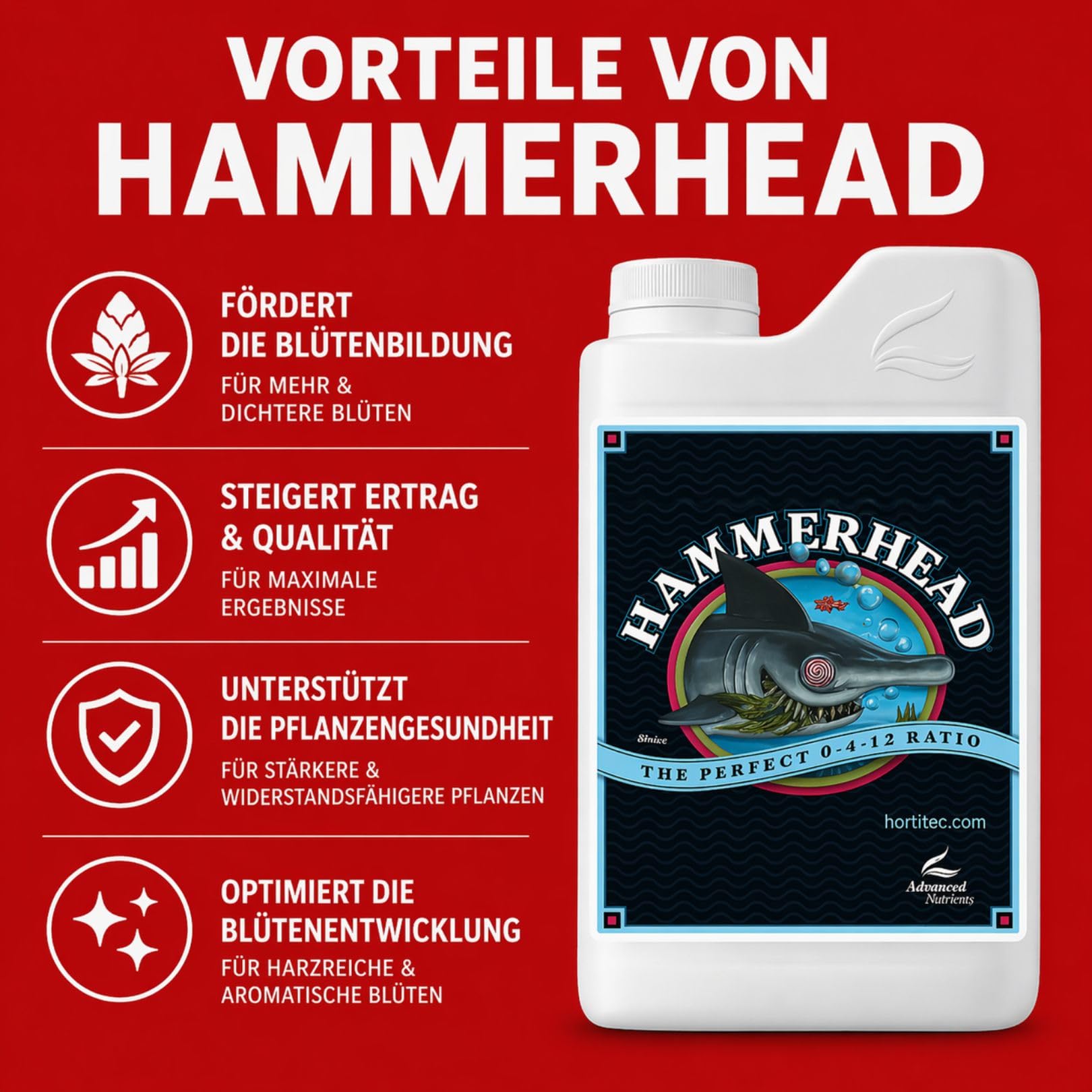 Weedness Advanced Nutrients Hammerhai 5 Liter - Pflanzendünger Grow Anbau Indoor Tomaten Rasen Orchideen