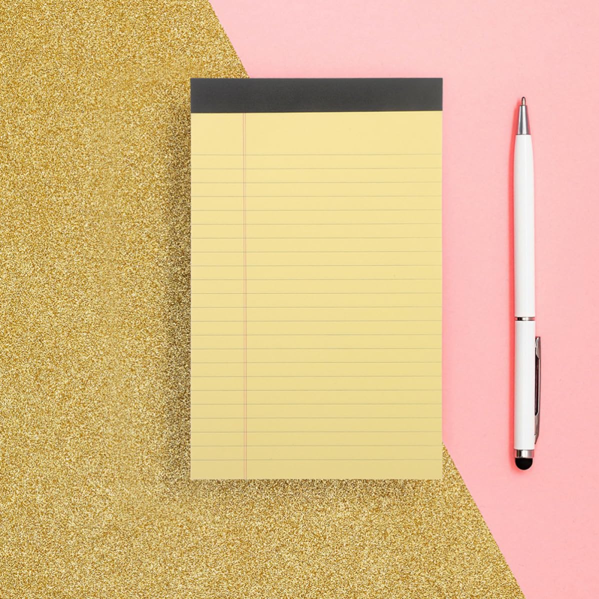 Hemobllo 50 Feuilles Bloc-notes Juridique Portable Jaune en Papier Pages Détachables, Fonction Mémo, Petit Carnet Élégant pour Étudiants en Milieu Scolaire ou Professionnel