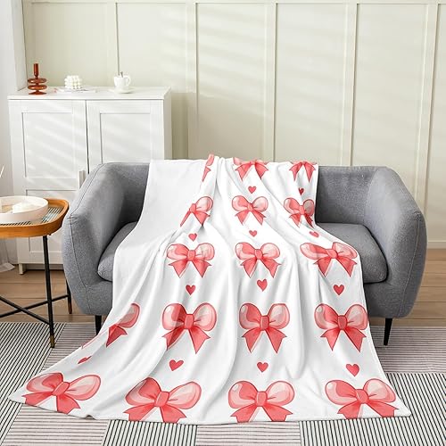 Miniatura 33 de Erosebridal Manta de franela con diseño de corazón de amor para niñas, 40 x 50 pulgadas, manta de vellón con lazo de princesa femenina para niños