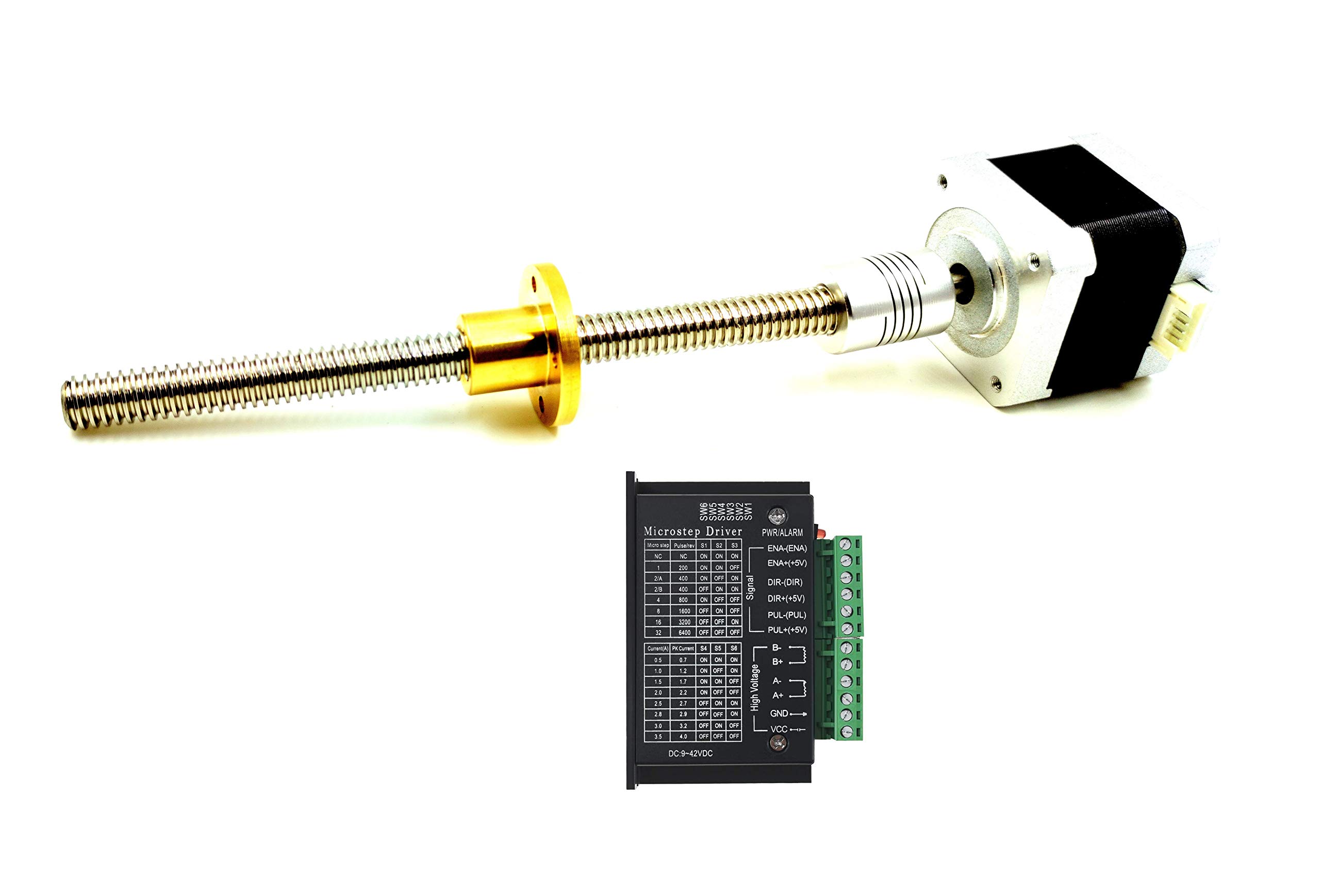 INVENTO 1pcs TB6600 Stepper Driver + Nema 17 4.2 Kg-cm Stepper Motor + Flexible coupling + 100mm (0.1 mtr) T10 TR10 2mm Pitch Lead Screw + Brass Nut-image-27