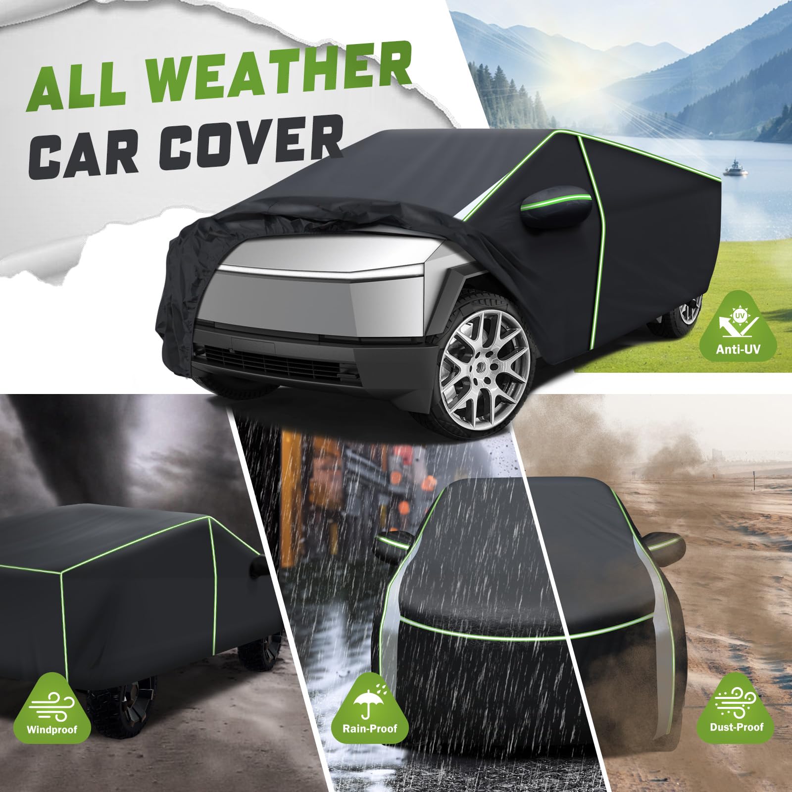 Mixsuper Liner Car Cover for Tesla Cybertruck 2024-2026 7 Layers Waterproof Car Cover Accessories for Cybertruck with Zipper — view 4