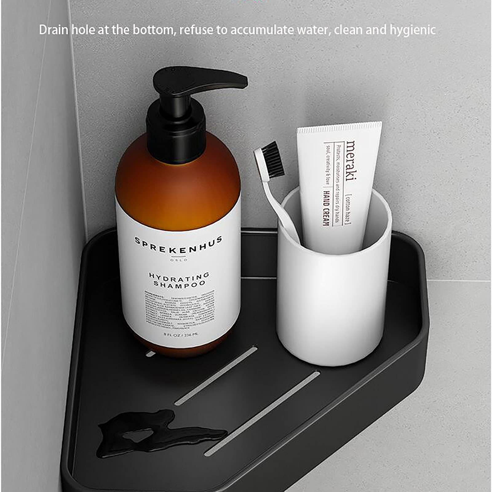 Exquisitos estantes de baño, organizador de ducha de esquina de baño, adhesivo montado en la pared, estantería de ducha de aluminio para cocina, baño, 1 unidad