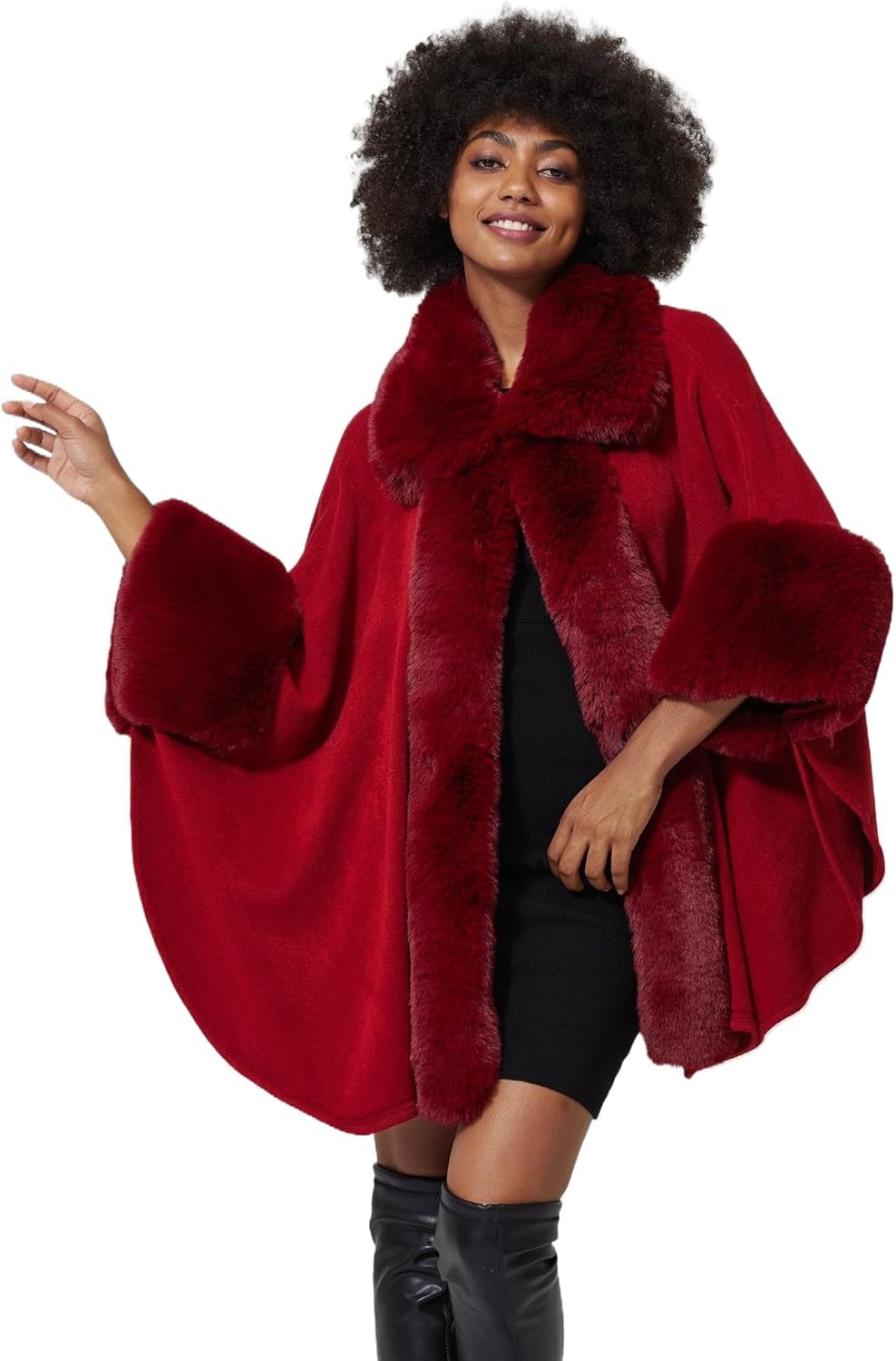 Women Poncho Cape Shawl Wrap Open Front Winter Faux Martinique Ubuy