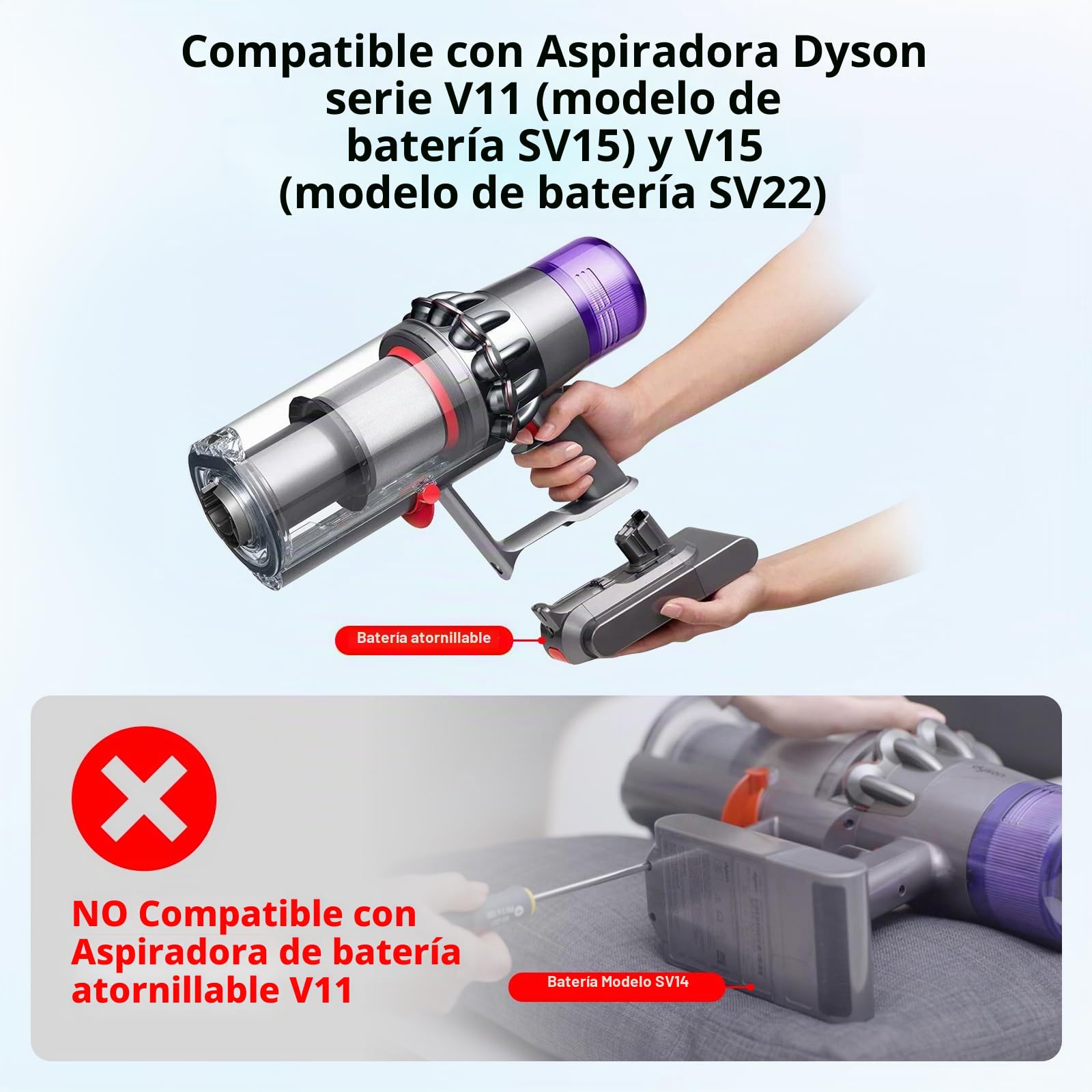 V15 cuerpo principal con gatillo compatible Dyson V11 SV15 V15 SV22 aspiradora (solo Click-in, no apto para V11 SV14 tornillo)