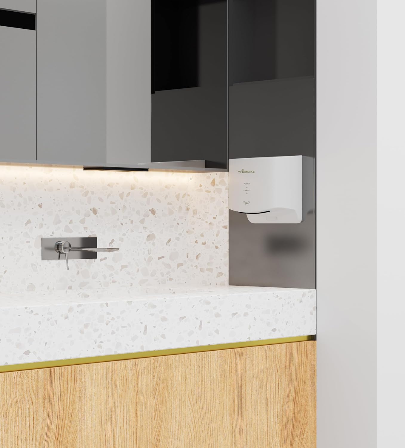 Automatic Commercial Hand Dryer with Temperature-Sensing & Auto-Adjusting Airflow, High-Speed 1300W Compact Wall Mounted Hand Dryer for Bathroom & High-Traffic Restrooms,White