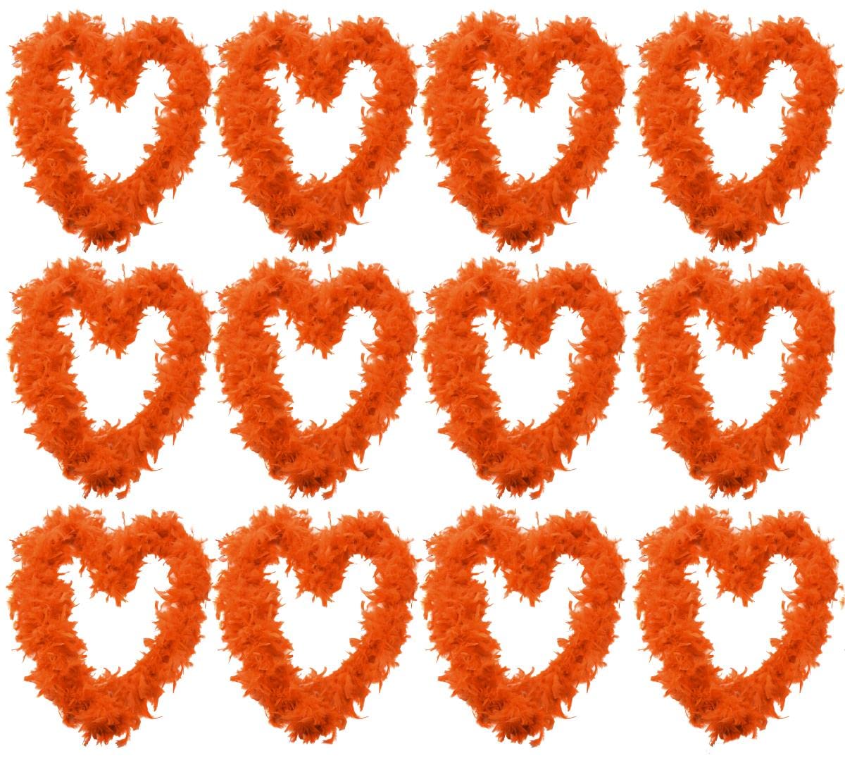 Lot de 12 boa en plumes pour déguisement et travaux manuels - 65 g et 180 cm de long - Costume burlesque des années 1920 - 13 couleurs - Orange