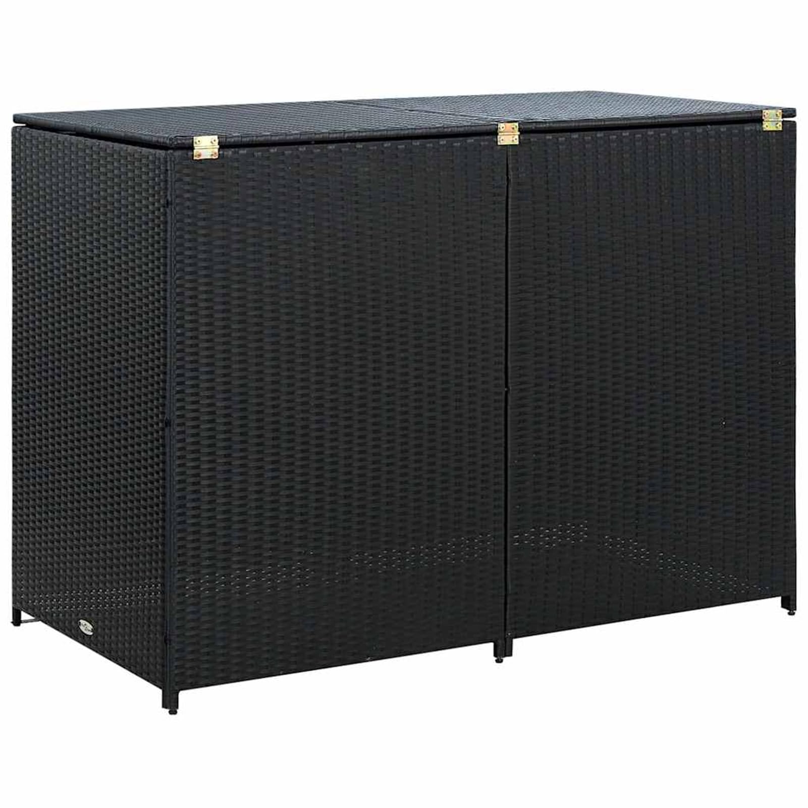 2-Tonnen-Mülltonnenbox aus PE-Rattan, schwarz, 148 x 80 x 111 cm, ideal für Gartenlagerung