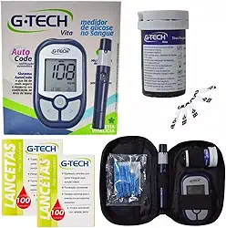 Kit Medidor Glicemia Glicose G-tech + 200 Lanceta G-tech