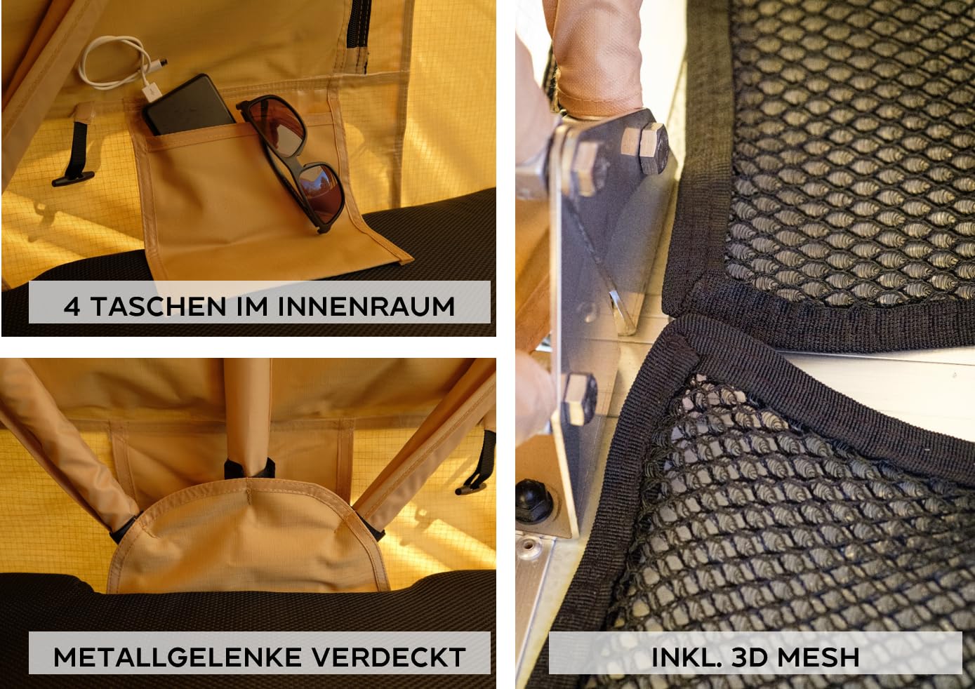 Auto Dachzelt 160x240cm für 3-4 Personen – Überdachter Einstieg, Vorzelt nachrüstbar – inkl. Komfort-Matratze – Regenfest 5000mm Wassersäule