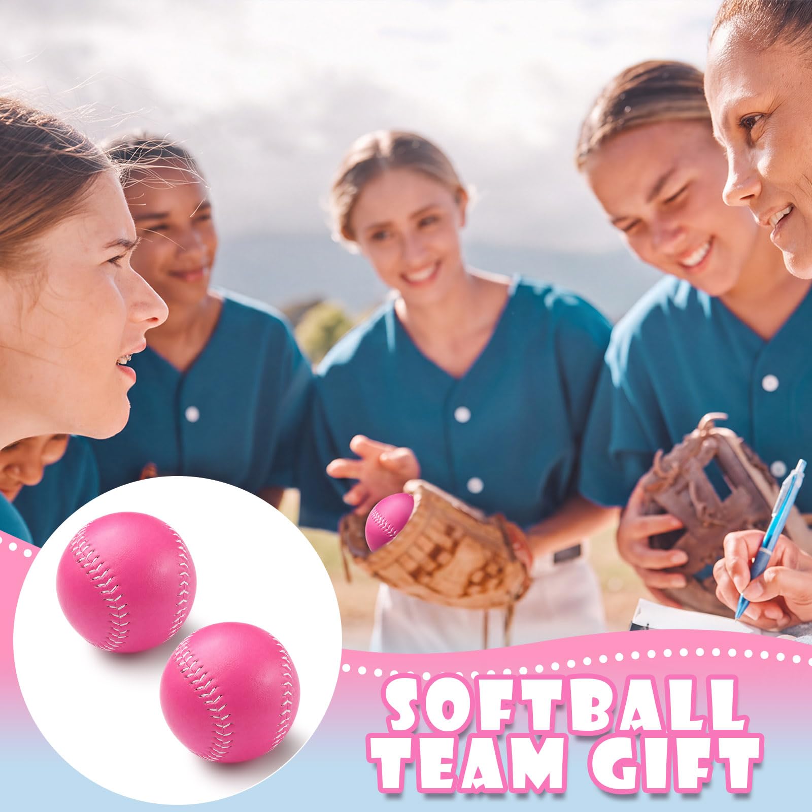 Thenshop Softball-Übungsball aus Leder, 27,9 cm, Schulteam für Hinterhof, Wurftraining, Jugendgeschenk, Spieler, Trainer, 2 Stück
