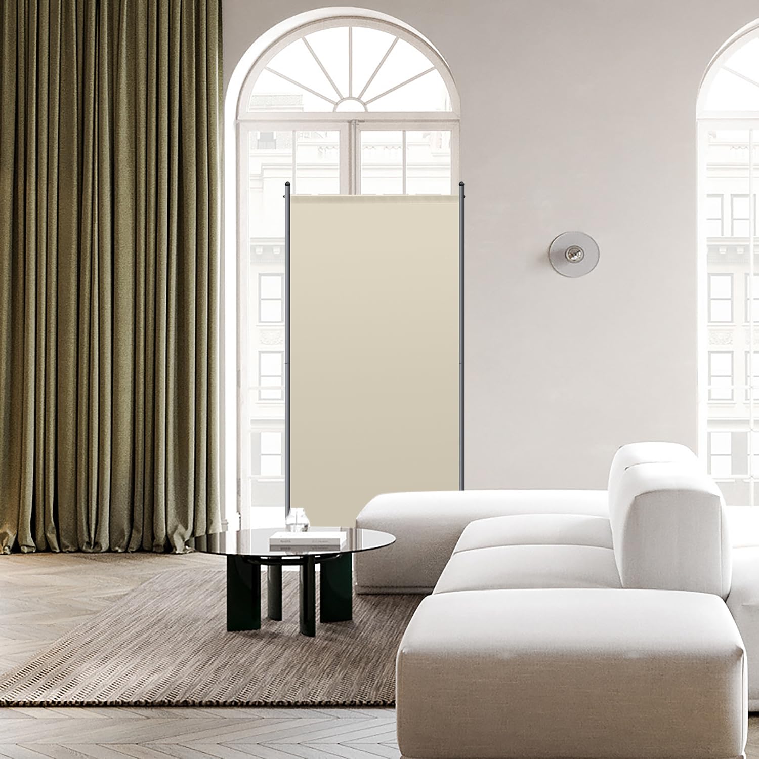 Angel Living Paraventi a 1 Pannelli, Elegante Decorazione, Divisorio Pieghevole, Divisorio, 80X180 cm (Beige)