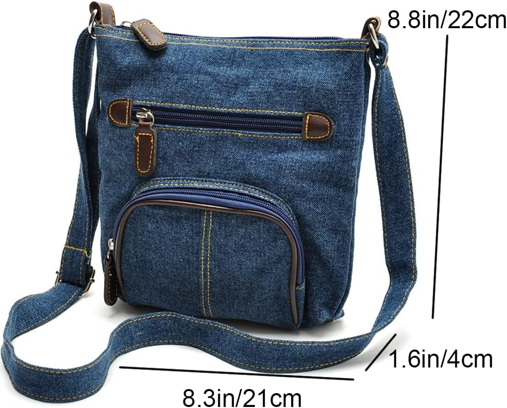 Dayfine Small Crossbody Denim Satchel Handbag for Women - Shoulder Bag, Casual Daypack, Zip Wallet - Image 3