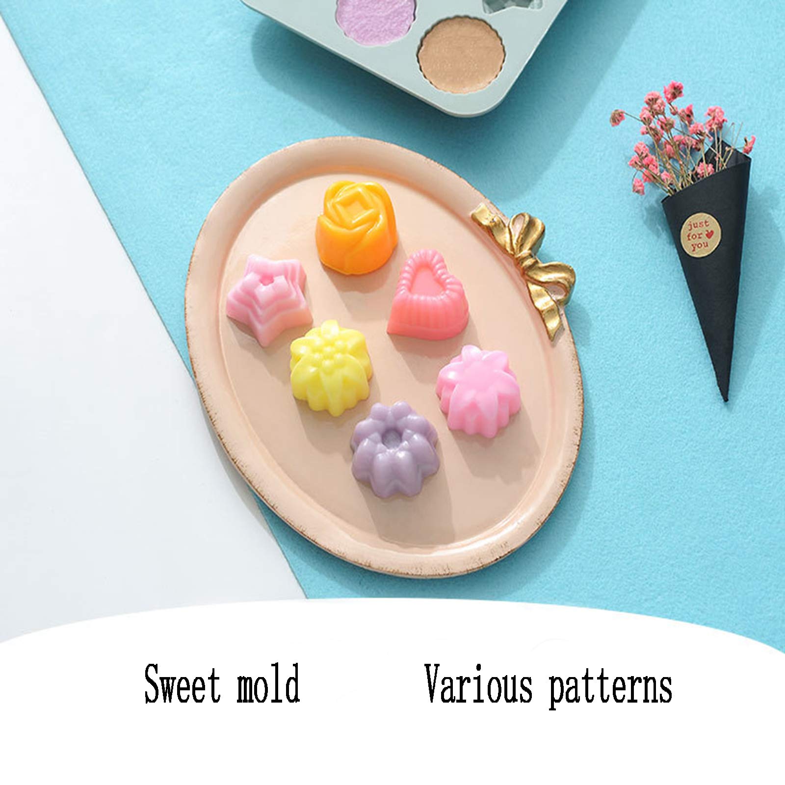 Stampo in silicone con 55 cuoricini, per dolci, cubetti di ghiaccio,cioccolatini, caramelle, da forno, idea regalo, colore: rosa
