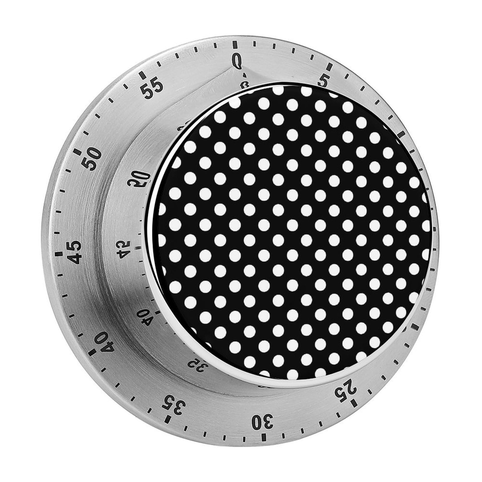 White Black Polka Dots Circular Rotating Timer, Suitable for Kitchen and Bedroom