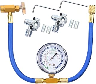 BPV31 Bullet Piercing Valve with R134A Air Conditioning Refrigerant Charging Hose with Gauge Connect to R12/ R22 Port