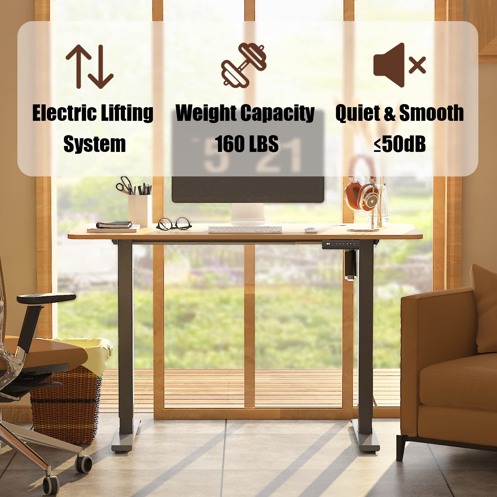 AITERMINAL Height Adjustable Electric Standing Desk, 48 x 24 Inches Sit