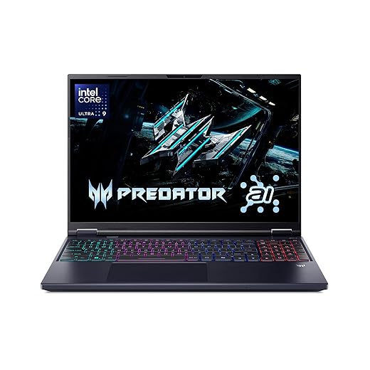 acer Predator Helios Neo 16 AI Gaming Laptop | Intel Core Ultra 9 Processor 275HX | NVIDIA GeForce RTX 5070 Ti | 16" WQXGA 240Hz G-SYNC | 16GB DDR5 | 1TB Gen 4 SSD | Killer Wi-Fi 6E | PHN16-73-92B8