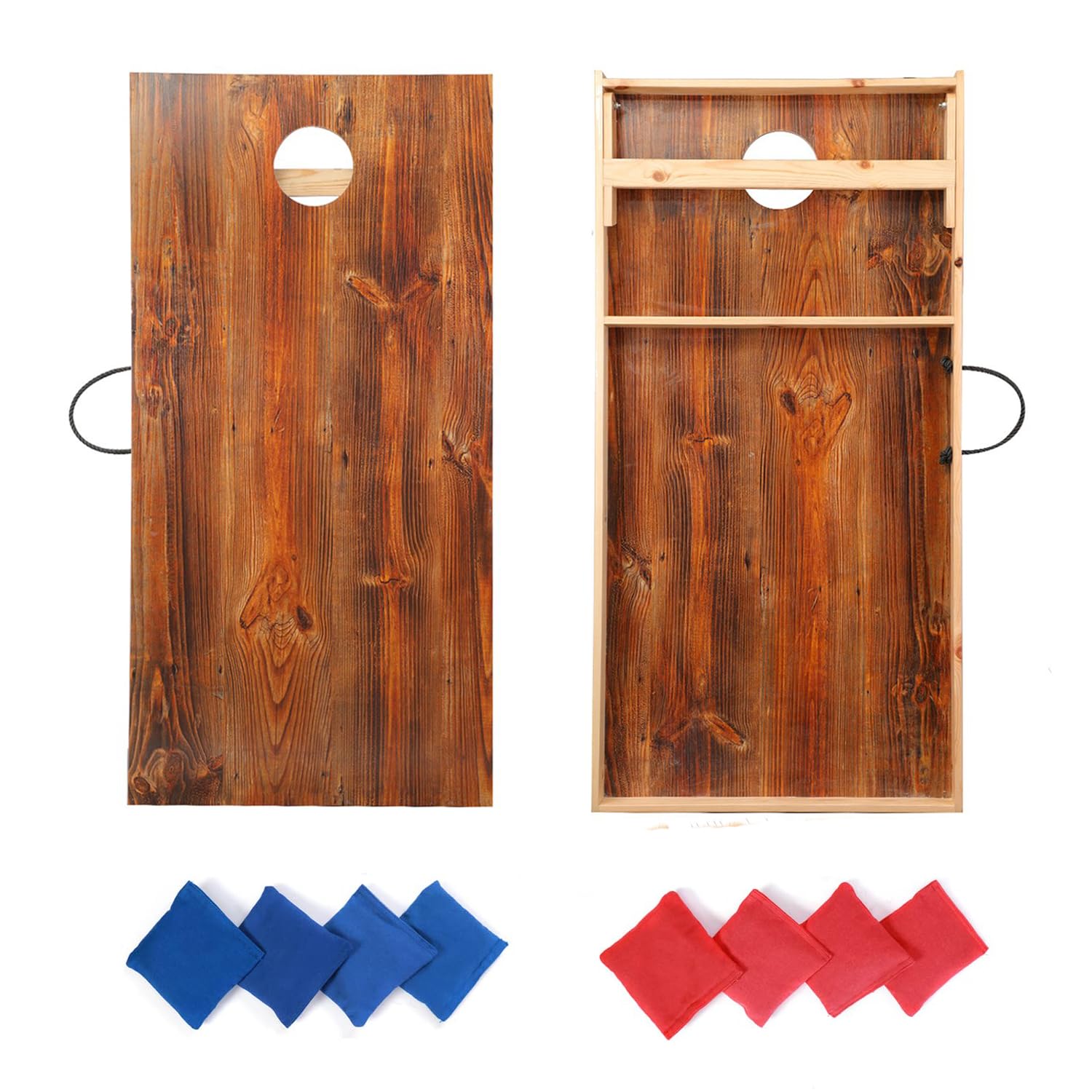 OOFITCornhole Set Solid Wood Cornhole Set, Premium 2'X 4' Official Size Bean Bag Toss Game Set Durable Printed Surface Underneath, Portable Regulation Cornhole Bean Bag Toss Game
