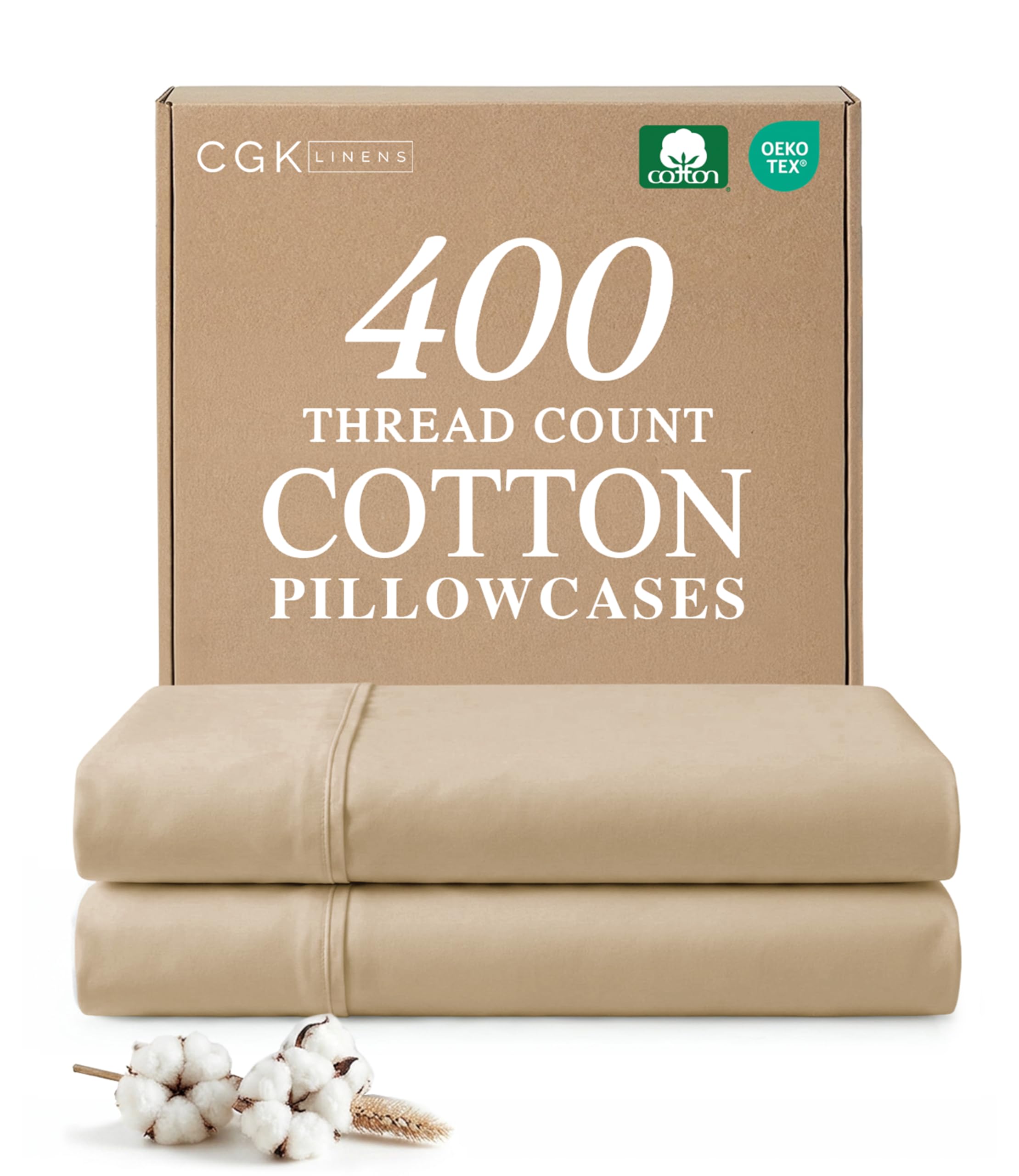 Taies d'oreiller en coton 400 fils crème pour vos matins cocooning