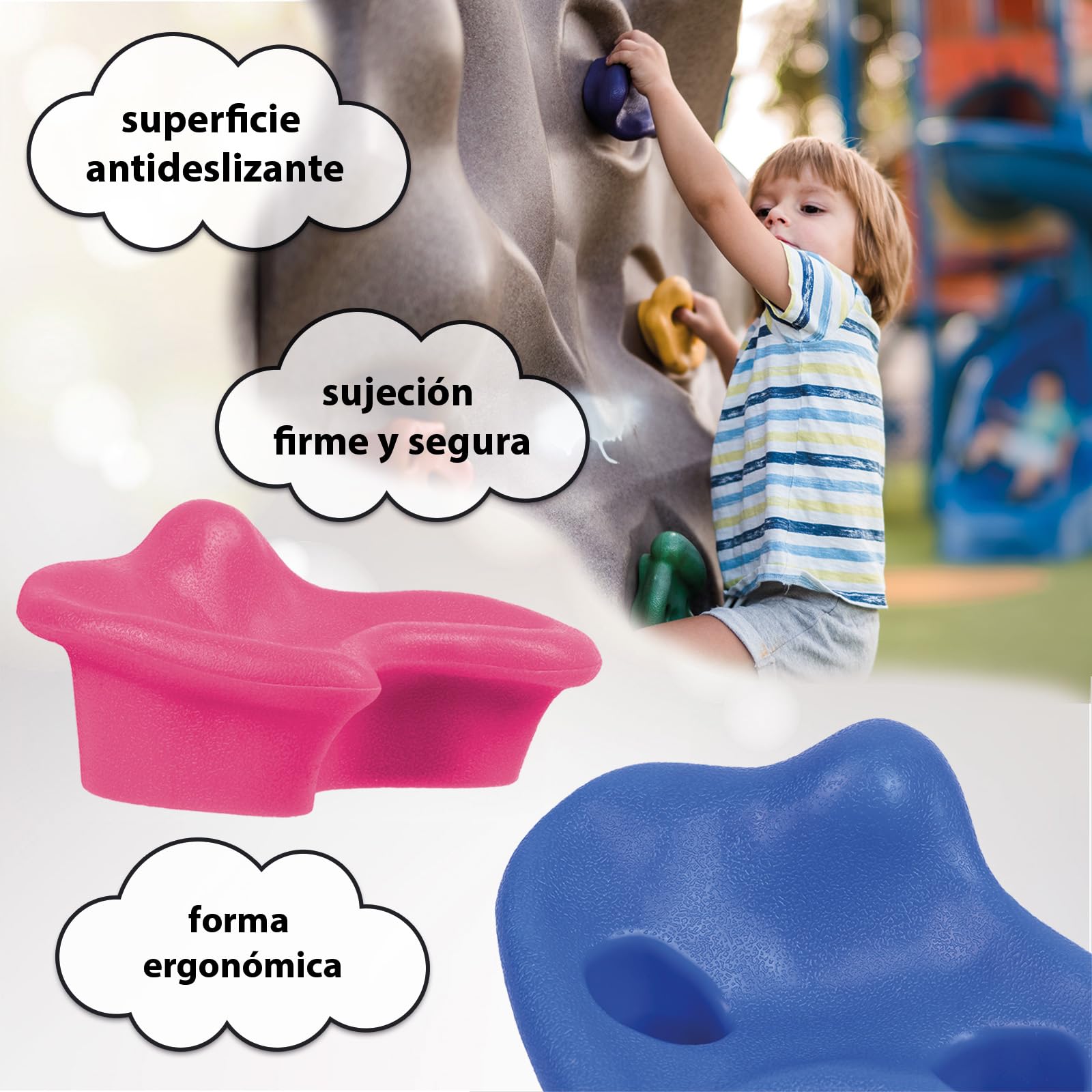 ALPIDEX Presas de Escalada para niños, Capacidad de Carga 200 kg, Material de fijación Incluido, Diferentes cantidades Multicolores - 30 Piezas — view 3