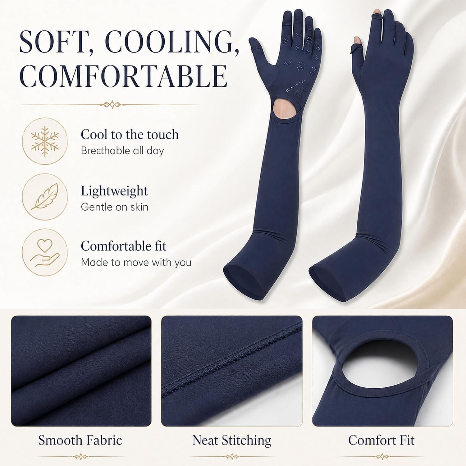 UV Protection Gloves for Women – Full Finger Sun Gloves, UPF 50+ Driving & Cycling Gloves, Lightweight, Touchscreen, Breathable, Non-Slip for Outdoor Activities
