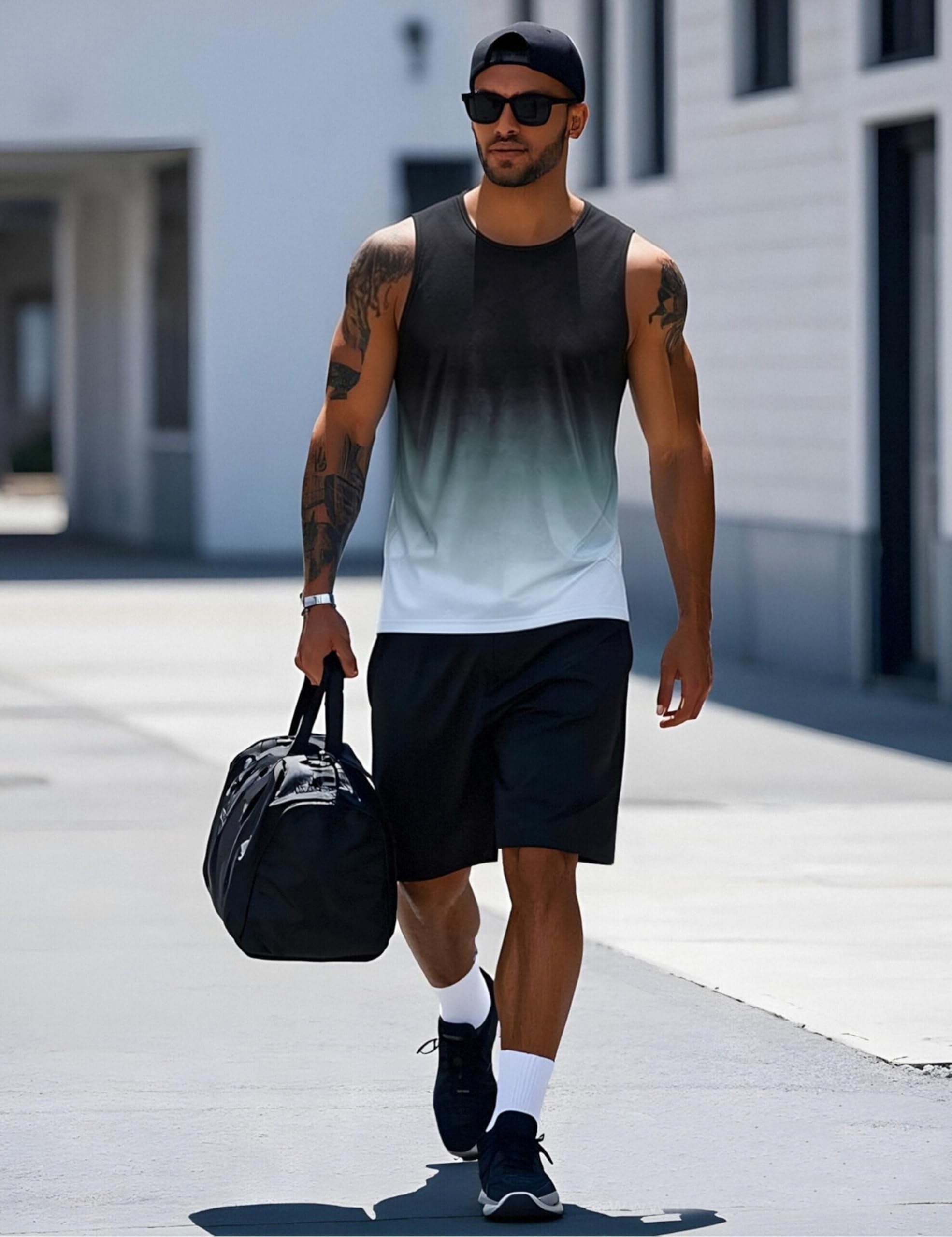 PINSPARK Camiseta de tirantes para hombre, sin mangas, camiseta de entrenamiento, verano, exterior, camiseta funcional