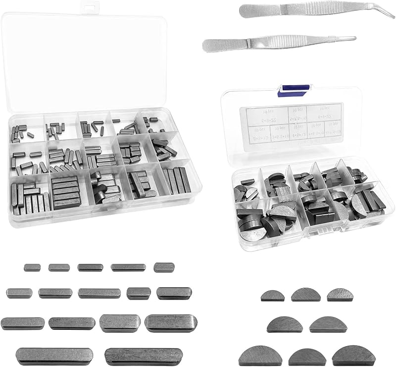 Kit de Chaves Woodruff e Barras de Chaveta LJZP Métricas – 220 peças