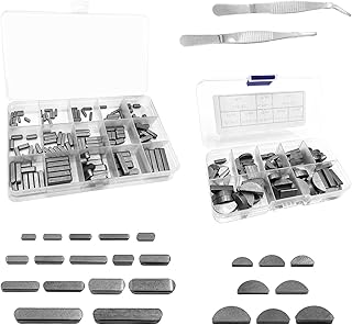 220Pcs Keyway Key Stock Assortment Kit, Square Parallel Drive Shaft Keys with Woodruff Key Half Moon Keys, Shaft Feather Key, for Fasteners Mechanical Industry, 3mm 4mm 5mm 6mm