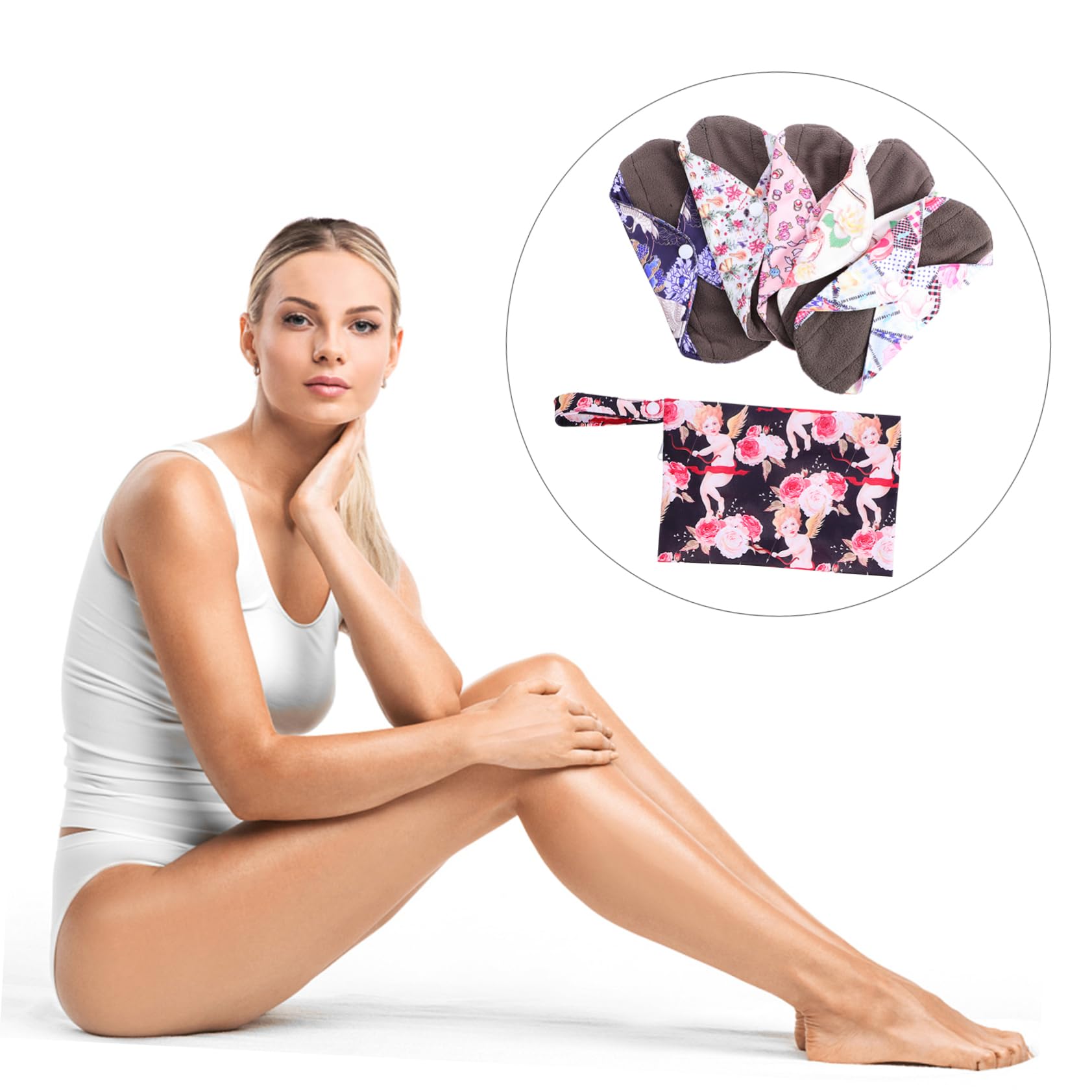 FOMIYES 3 Sätze Waschbare Tante-handtuchauflage Serviette Sanitär Wiederverwendbare Menstruationsbinde Waschbare Mama-pads Damenbinde Die Äußere Schicht Bedruckter Stoff 5 Stück * 3