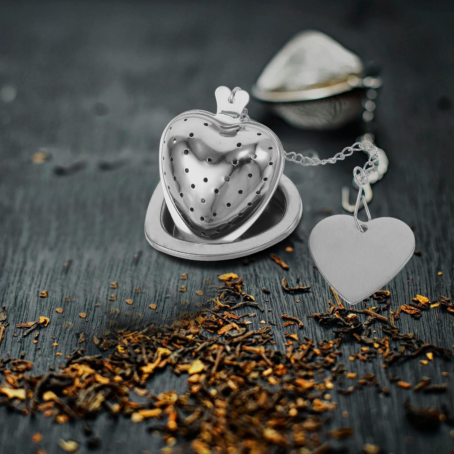 Heart Tea Infuser Stainless Steel Strainer with Stand for Loose Leaf image 4