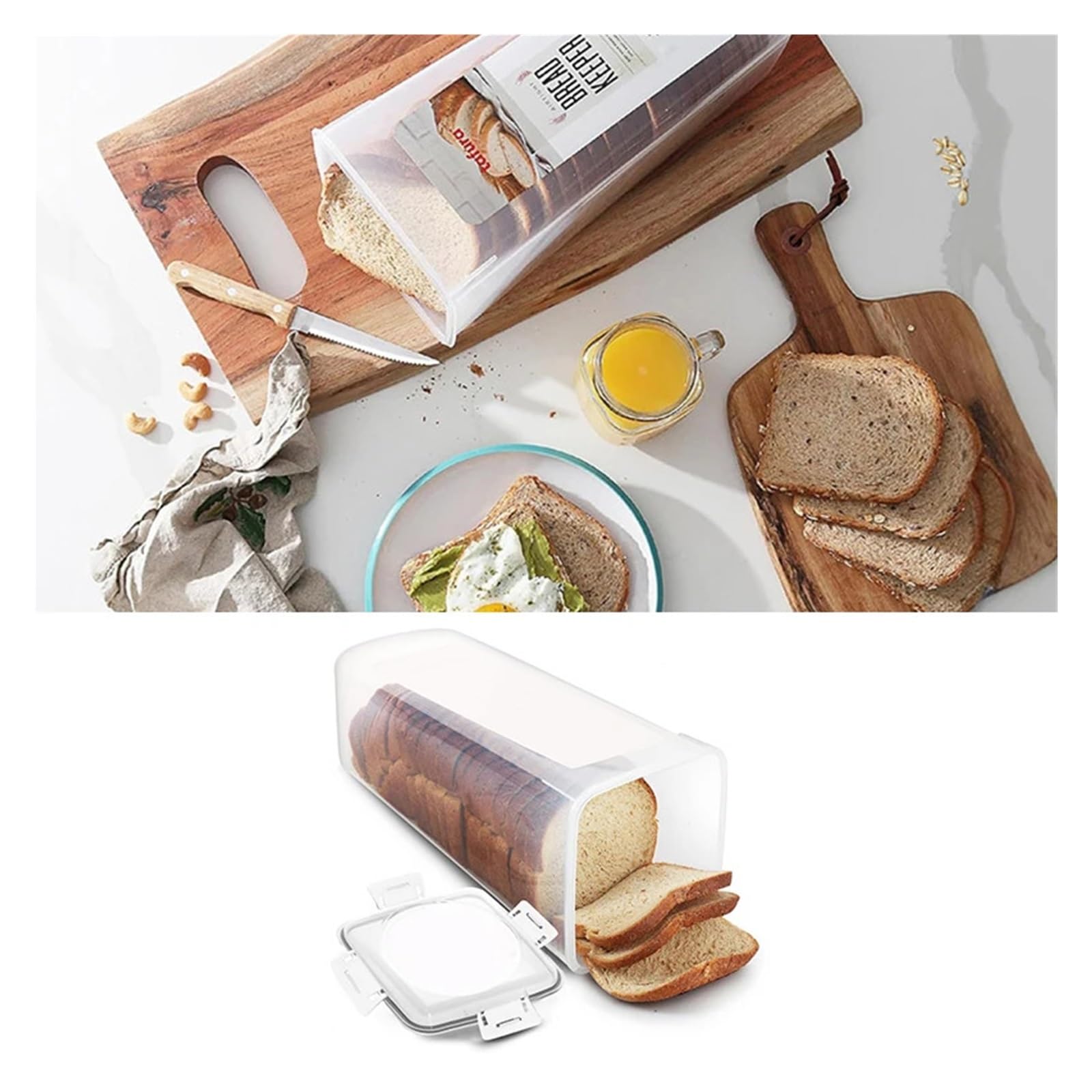 Contenedor For Pan, Panera Hermética Transparente Con Tapa, Soporte For De Sándwich For Casero, Protector Alto For Cocina