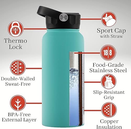 Miniatura 6 de Botella de agua personalizada con tapa de popote y nombre grabado, 24 onzas, 20 iconos, 20 fuentes, 8 colores, regalos para ella, regalos para