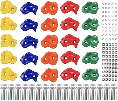 Paquete de 30 unidades multicolor de escalada en roca para niños y adultos, agarres de pared de roca grandes para interior y exterior, juego de