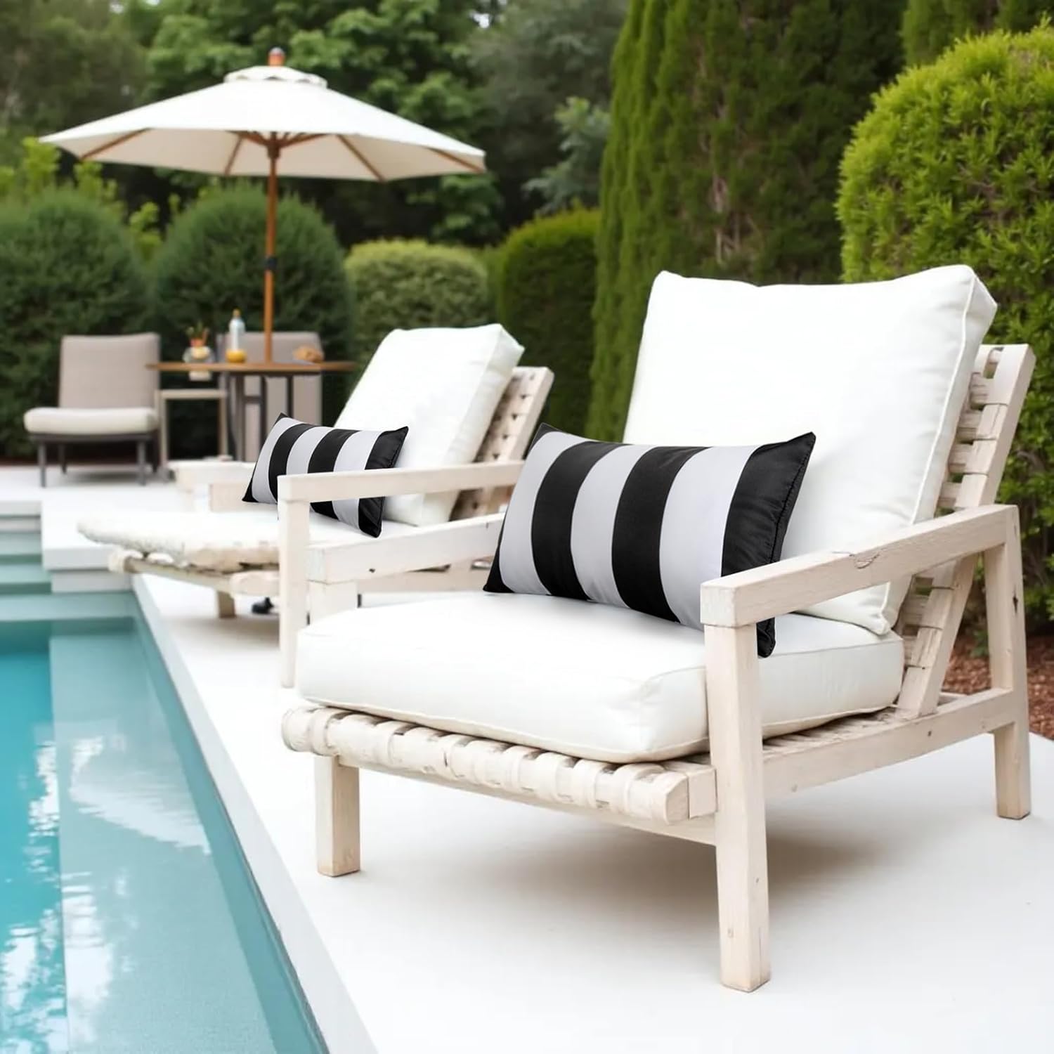 Pack of 2 12x20 Outdoor Pillows, Waterproof Throw Pillows with Inserts, Decorative Lumbar Pillows for Patio, Garden, Couch, Furniture, Sofa, Bed, Living Room﻿ (Black and White)