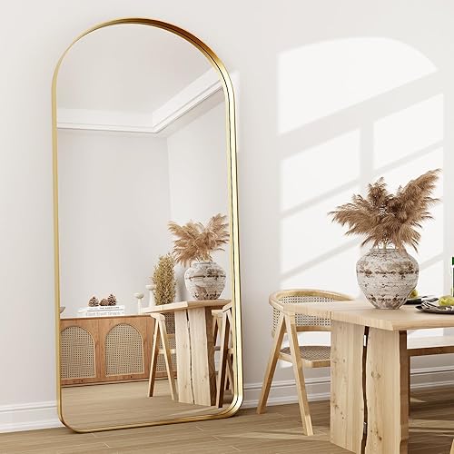 Miniatura 4 de Easly Espejo arqueado extra grande de longitud completa de 71 x 30 pulgadas, espejo inclinado para montar en la pared, marco de aleación de