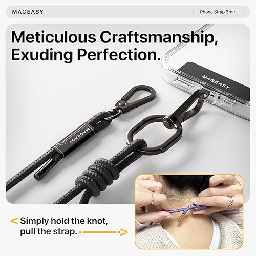Miniatura 3 de MAGEASY Cordón cruzado para teléfono celular, cordón de cuerda prémium para teléfono celular, correa ajustable universal de 0.236 pulgadas de grosor
