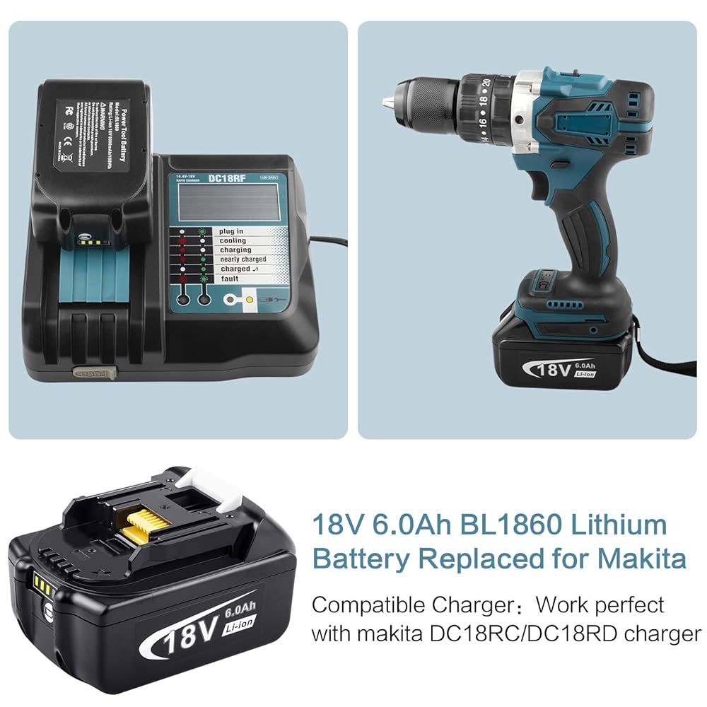 Amazon.com : Upgrade 18V 6000mAh BL1860 Battery Replace for