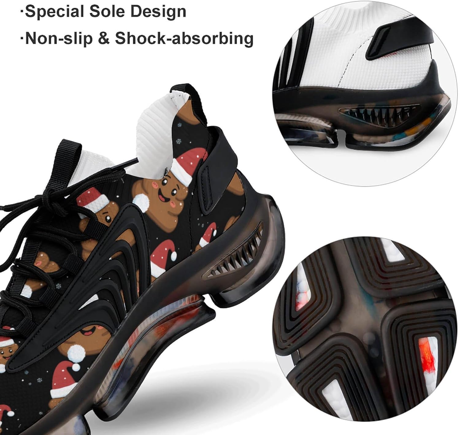 Funny Poop Christmas Novelty Women's Sporting Shoes Lightweight Elastic Running Shoe Tennis Sneakers image 5