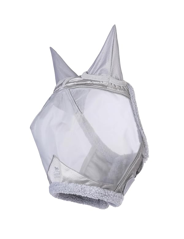 Harrison Howard CareMaster Horse Fly Mask UV Protective Fine Mesh with Extra Wool Soft Touch on Skin Moonlight Silver L by Harrison Howard - Used condition - Image 2
