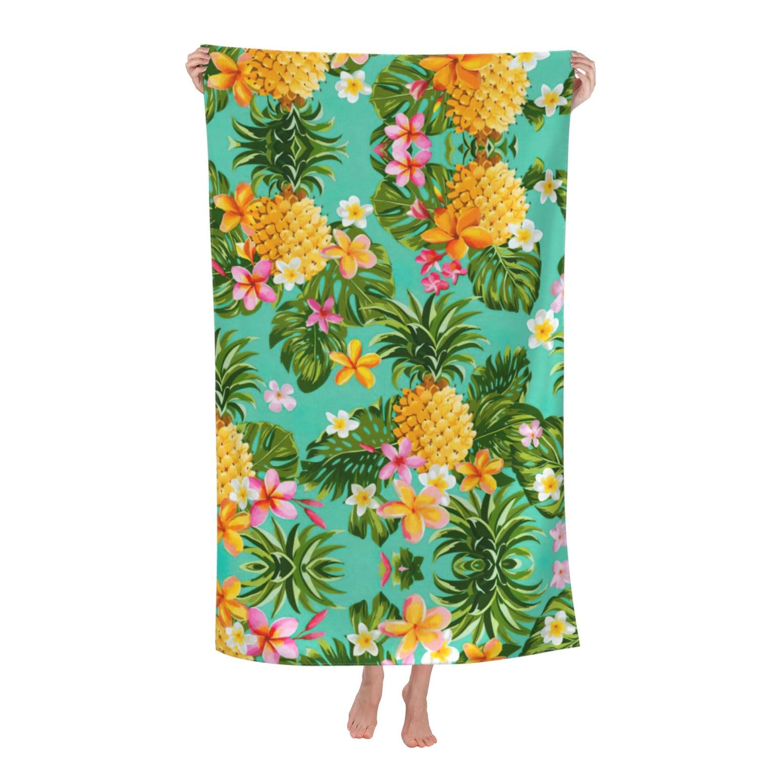 Oazcvbnn Women's White Tropical Fruit Pineapple Print Adult Beach Towel Summer Travel Pool Vacation Swimming Fitness Outdoor Adventures