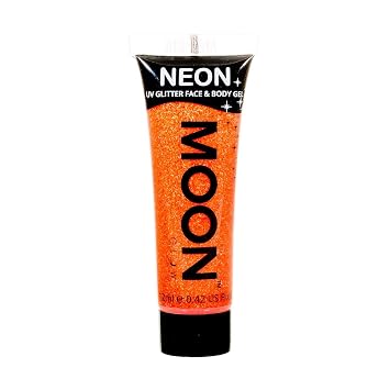 Moon Glow - Neon UV Glitter Face & Body Gel - 0.42oz Orange Glitter Face Paint