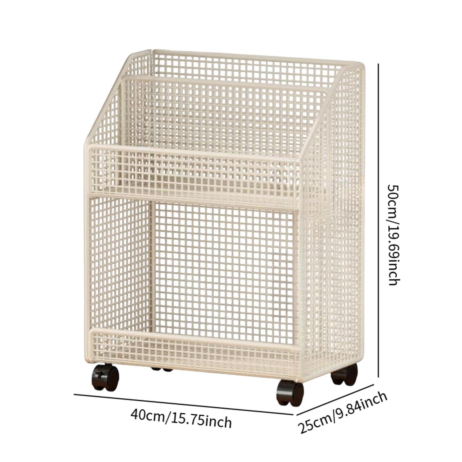 rockible Carrello Porta Libri con Ruote, Organizer per Documenti Sotto La Scrivania, Carrello Portaoggetti Multiuso, Libreria Mobile per Dormitorio, 2 Strati