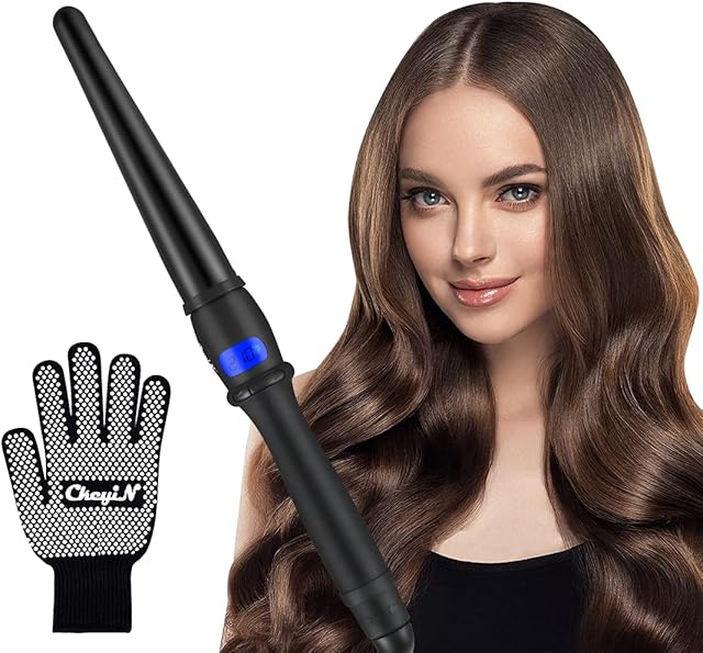 CkeyiN Curling Wands 25-32mm, Curling Irons for Long&Short Hair with Glove 110  ~ 210  Adjustable,Automatic Shut-Down,LCD Screen