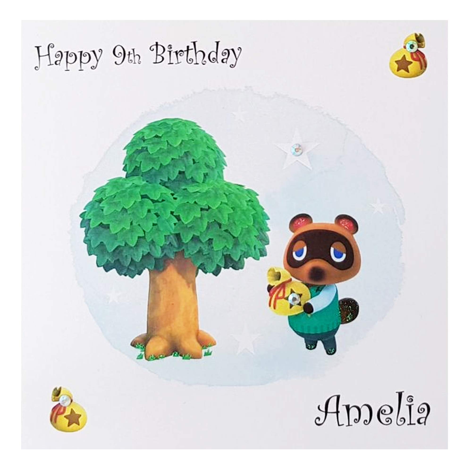 PERSONALISED ANIMAL CROSSING HAPPY BIRTHDAY GREETING CARDS - Tom Nook - Add Age & Name - Nintendo Switch Computer Gaming - handmade & bespoke - Children's Girls Boys Kids Son Daughter