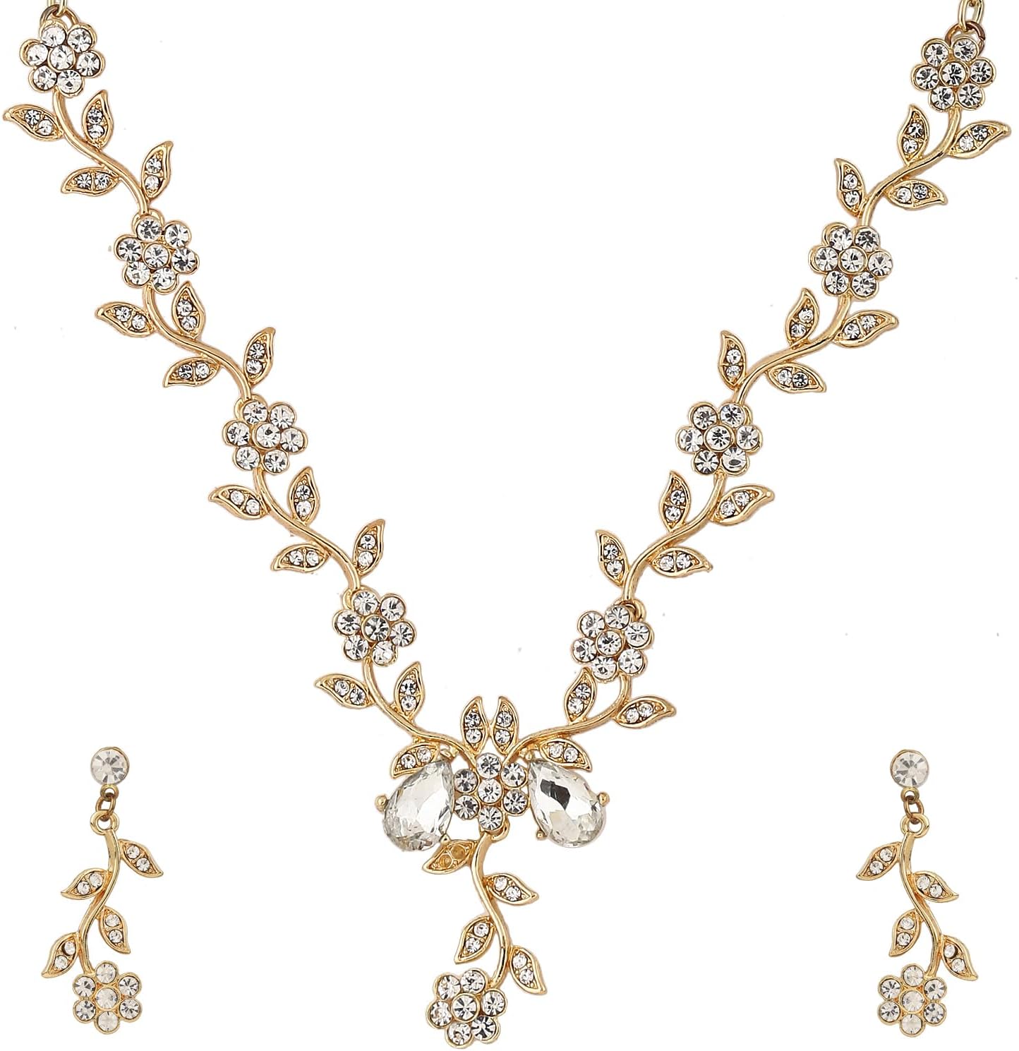 Latest Stylish Design Fancy 18k Traditional Necklace Jewellery Set for Women (12054s) (Gold)