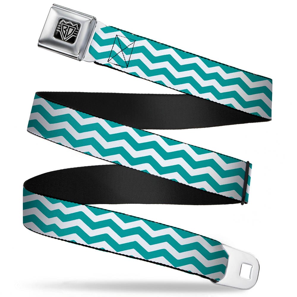 Buckle-Down Belts Buckle-down Seatbelt Buckle - Chevron Stripe White/Teal 1.5