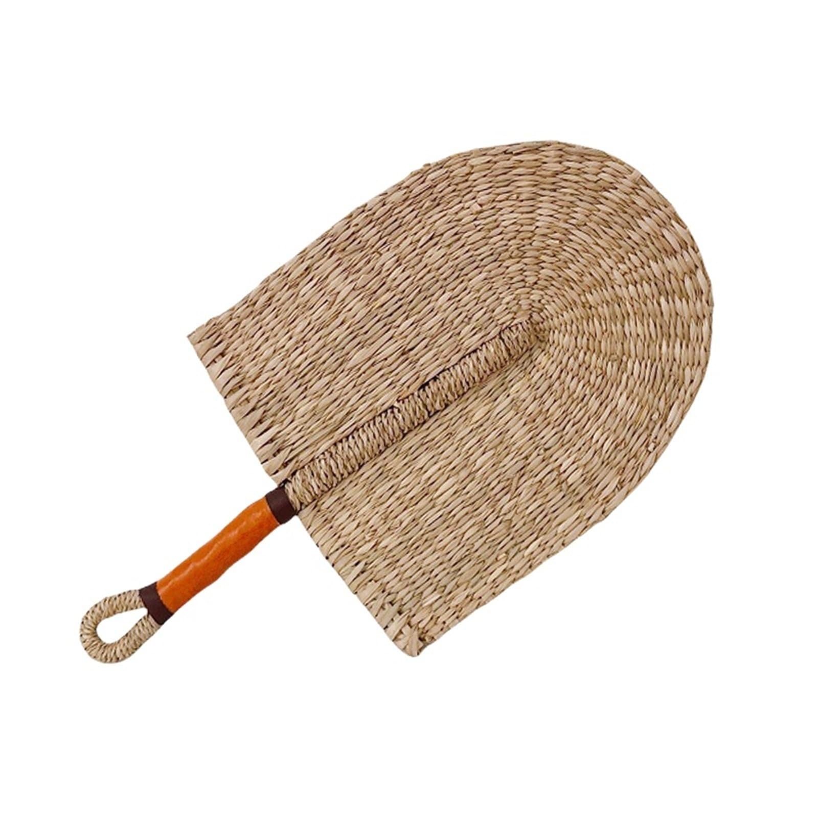 Summer Cooling Cattail Fan Straw Handwoven Grass Home Wall Hanging Decoration Crafts(Color3)