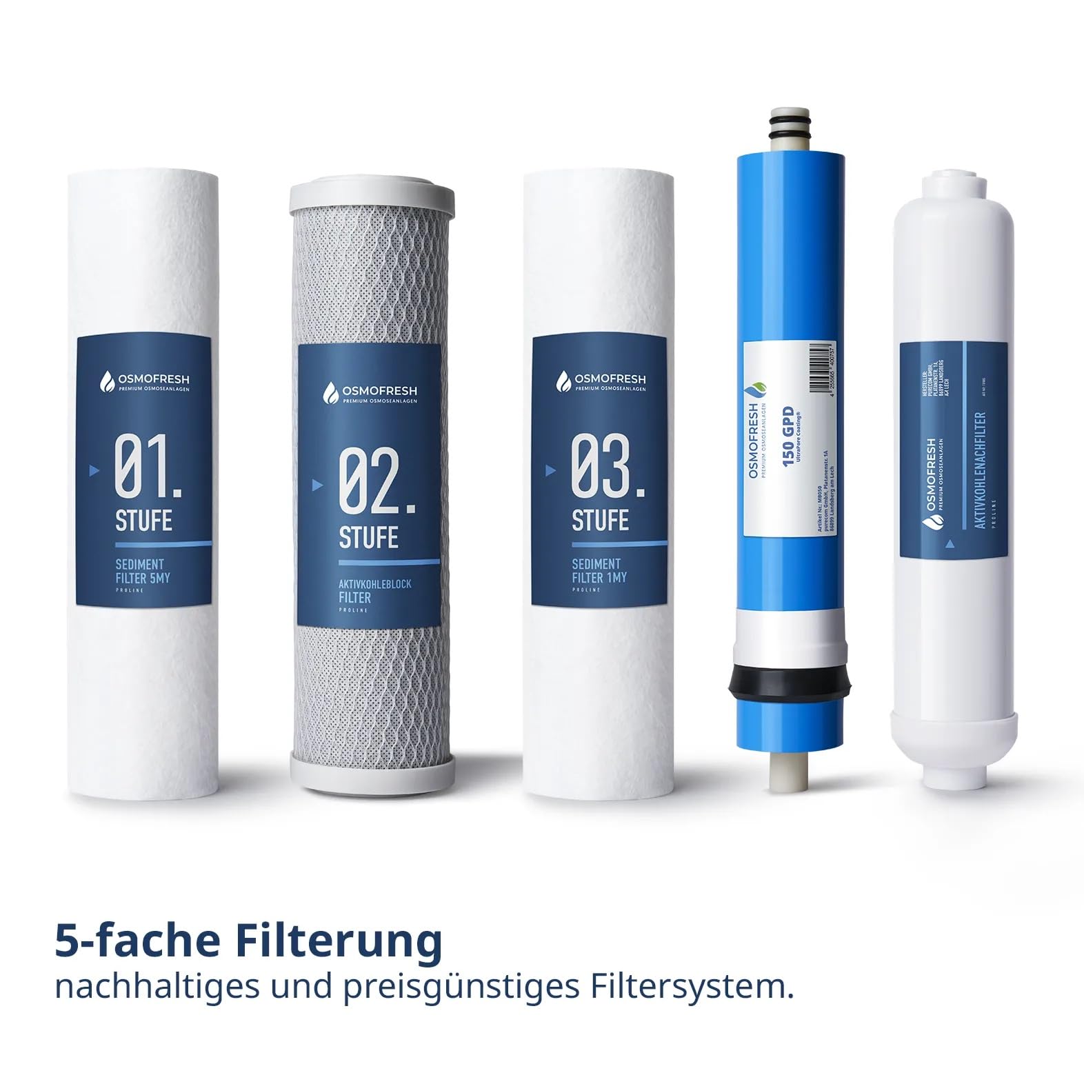OsmoFresh Osmoseanlage Proline X3 | 600 GPD | 1,6l/min | unter Spüle | mit Osmosehahn | vom Premium Hersteller