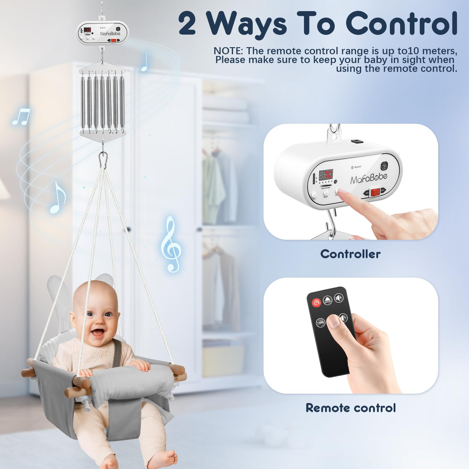 Elektrische Babyschaukel Controller für Neugeborenes, Federwiege Motor Belastbarkeit 19 kg mit Fernbedienung, Hängende Babywippensteuerung mit Timer-Funktion und Musik Einstellbar
