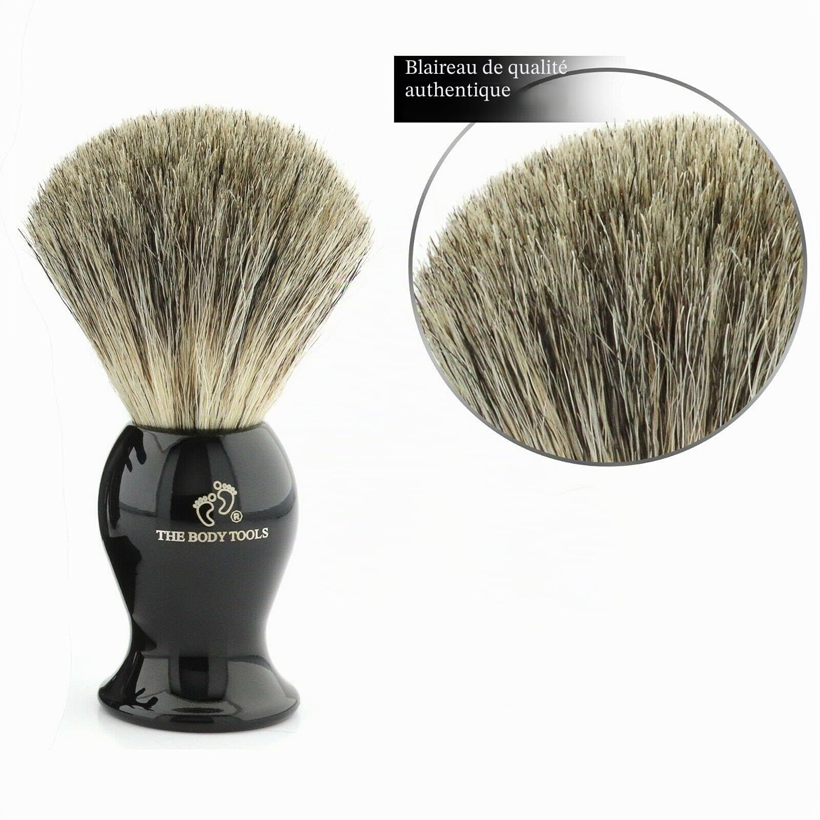 Kit de rasage pour homme avec rasoir de sécurité et blaireau en poils de blaireau humides pour mousse de rasage